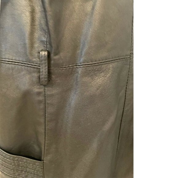 Suburban Heritage Womens Leather Jacket Black Wait Length Open Collar Pockets 12 - Picture 5 of 5